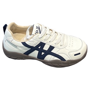 轻便软底真皮韩版德训鞋女2025秋款拼色百搭显脚小复古休闲阿甘鞋