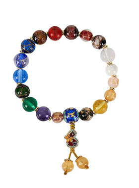 大英博物馆东方梦境系列香灰琉璃十八籽葫芦手链送女生生日礼物