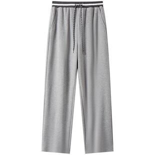 XII BASKET十二篮秋季高级感灰色磨毛运动休闲宽松直筒裤女