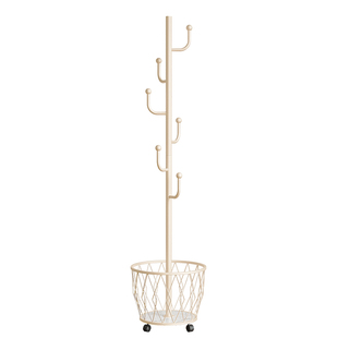 衣帽架落地卧室挂衣架移动立式家用客厅衣服置物挂包架收纳篮轻奢