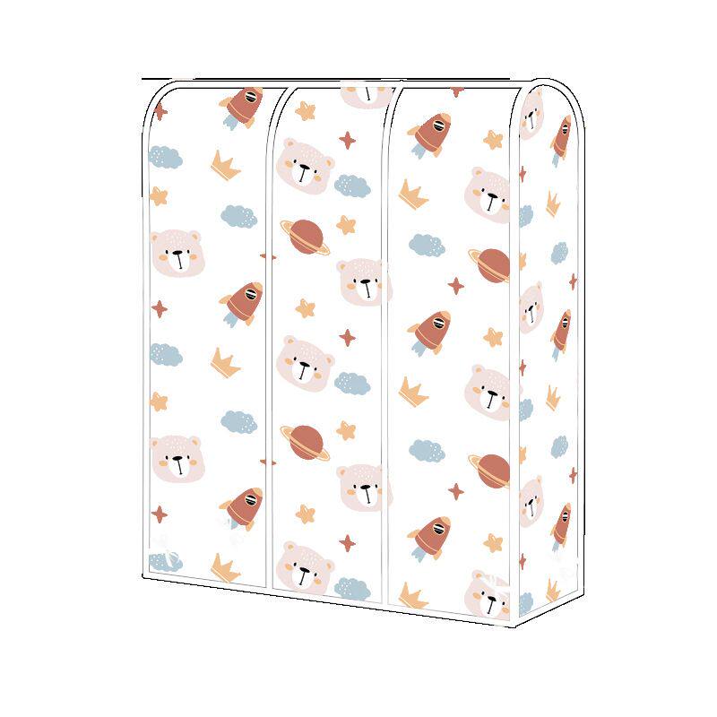 印花防尘罩落地式晾衣架防尘罩衣服收纳衣物透明卡通防尘套防尘罩