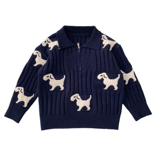 男童毛衣POLO衫2025新款洋气中小童卡通柔软针织衫儿童翻领毛线衣