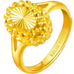 赛菲尔黄金足金999.9戒指女款黄金超闪仿钻活口女戒送妈妈长辈