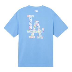 MLB官方 男女情侣圆领T恤宽松印花涂鸦logo短袖TSX05