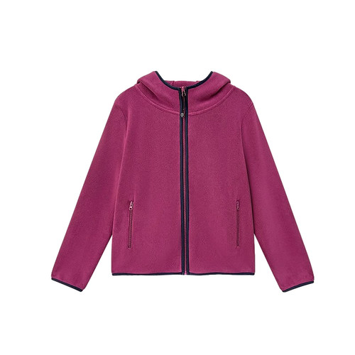 秋冬连帽抓绒衣女士加厚防风保暖摇粒绒外套徒步运动休闲开衫卫衣