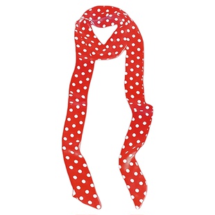 红色波点细长窄高级感小领带丝巾女飘带扎头发腰带丝带韩系配饰