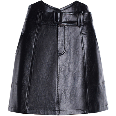 真皮皮裙女绵羊皮高腰a字半身裙