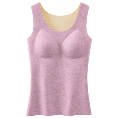 保暖背心带胸垫免穿文胸德绒秋衣