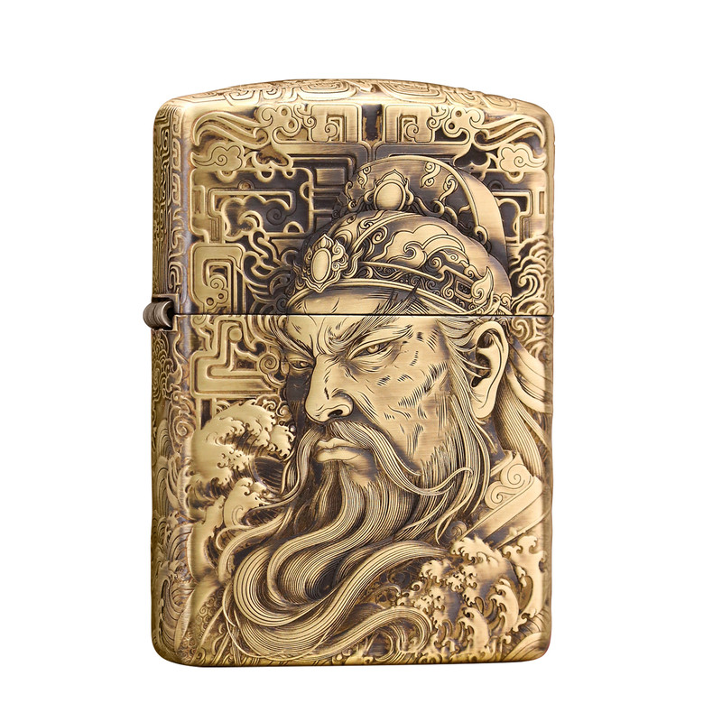 Zippo熏铜关羽义薄云天男士送礼