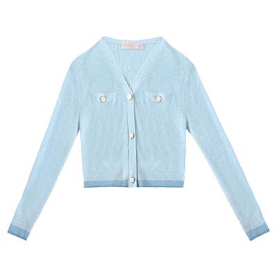 固执春季新款小香风v领毛衣针织开衫女装32431MY07936