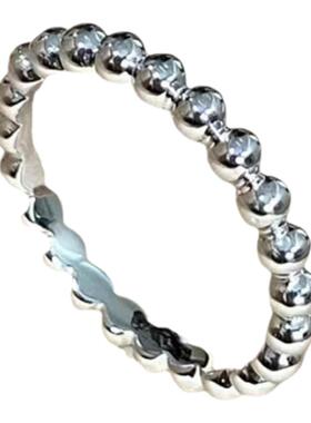 珠珠戒指女纯银玫瑰金光面素圈光珠食戒对戒尾戒高级简约时尚通勤