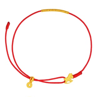 潮宏基好事发生黄金手链足金手绳生肖马骐骥红绳本命年礼物 计价