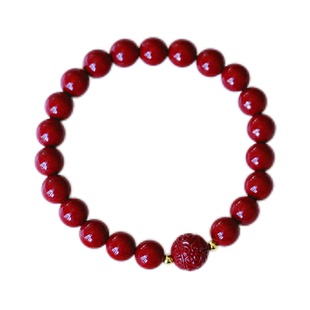 朱砂紫晶砂圆珠手链 红朱砂原矿紫晶砂情侣款手链饰品礼物