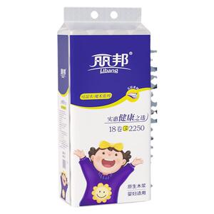 丽邦原木亲肤系列5层卷纸2250g18卷卫生纸巾厕纸家用实惠装卷纸