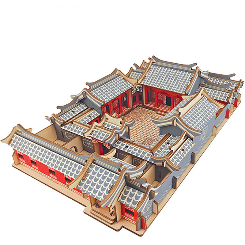 木制手工立体拼装模型diy四合院