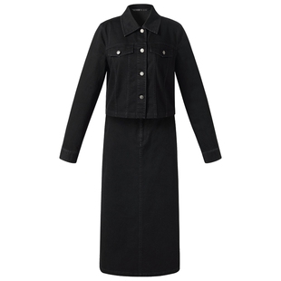 歌莉娅牛仔套装女2025新款秋季流行穿搭一整套ootd工装风三件套裙