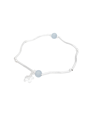 蓝色镂空花朵弹力绳手链