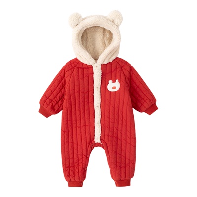 嘟嘟家宝宝连体衣冬季周岁礼服婴儿哈服拜年装新生儿年装红色喜庆