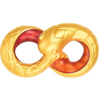 明牌珠宝黄金鸿运锦蛇转运珠 硬金编绳生肖蛇串珠足金手串AFP1152