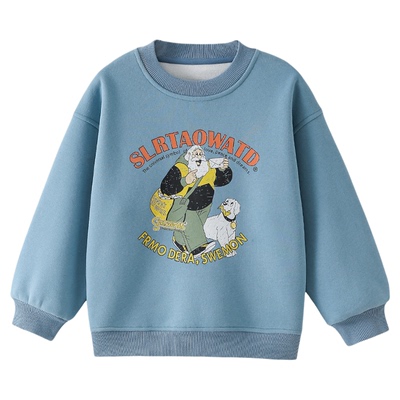 男童加绒卫衣2025秋冬新款儿童加绒长袖上衣加厚一体绒暖冬装