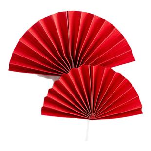 祝寿折扇生日蛋糕装饰插件网红大红金色扇子喜庆插牌派对烘焙配件