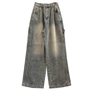 瑕疵出口单时尚宽松高腰直筒裤四季牛仔裤女裤长裤女款裤子K251