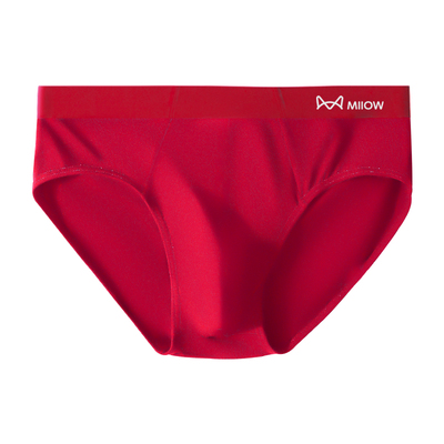 猫人红内裤男士本命年红色三角裤