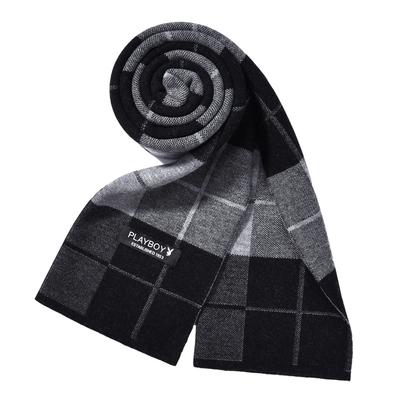 花花公子男式羊毛围巾保暖礼盒装