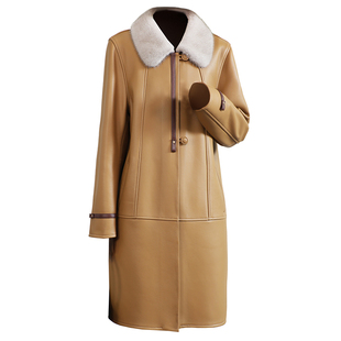 真皮大衣女2025冬皮毛一体水貂毛领头层绵羊皮衣拆卸鹅绒羽绒外套