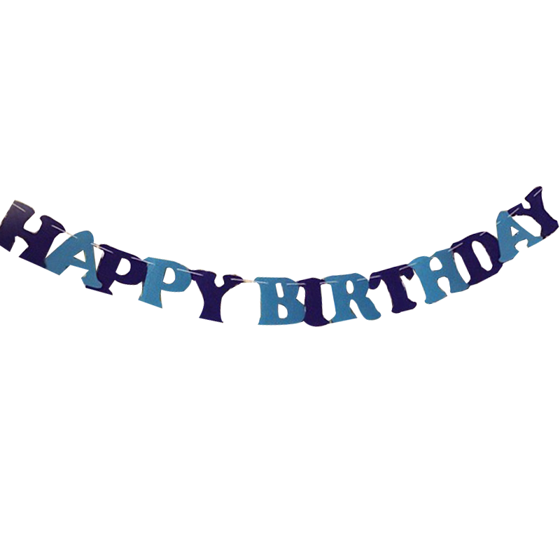 深蓝浅蓝色搭配男 儿童生日拉花不织布拉旗字母条幅