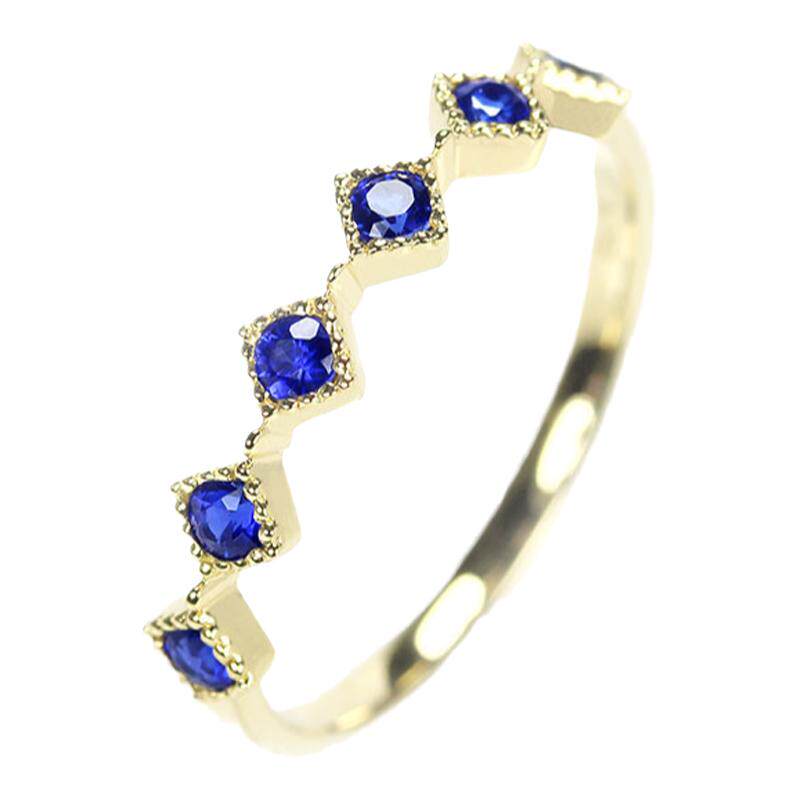 G18K黄金天然蓝宝石复古小排戒