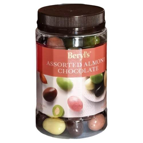 马来西亚原装进口零食beryls倍乐思多口味扁桃仁夹心巧克力豆罐装