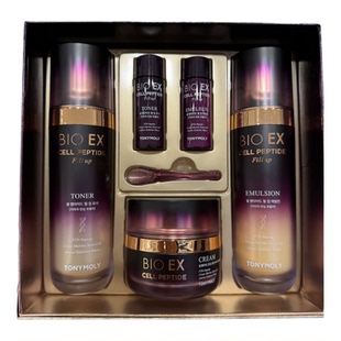韩国Tonymoly托尼魅力Bio EX细胞肽水乳面霜三件套盒保湿抚纹弹力