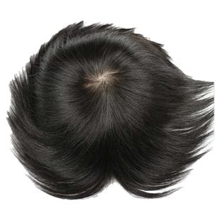 假发男士短发真发生物头皮头顶补发片大背头定制发型真人发丝递针