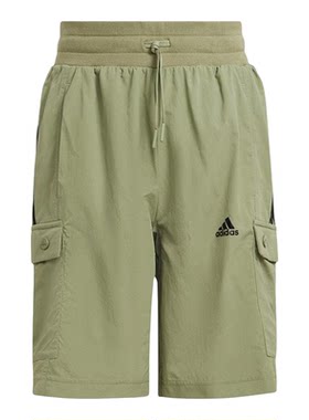 Adidas/阿迪达斯正品黑帐篷绿青少年校园活动休闲短裤IV7051