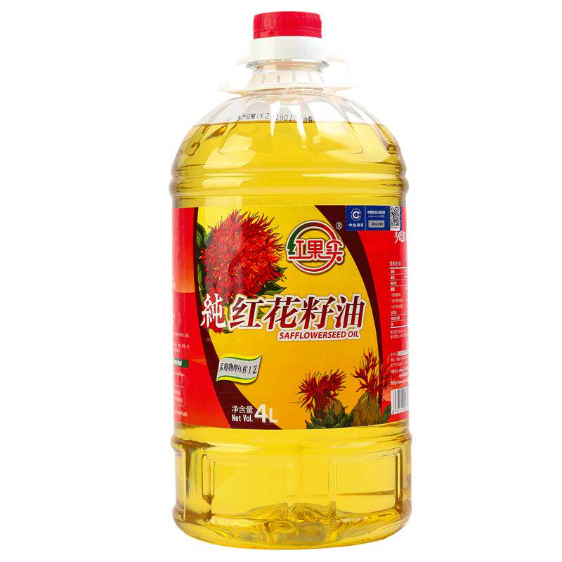 绿色食品红花籽油新疆红果实旗舰店4L物理压榨一级食用植物油