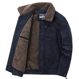 加绒加厚棉衣男冬季时尚休闲大码宽松毛领男外套棉袄保暖抗寒棉服