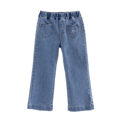 ILOVEJ女童桃心口袋牛仔裤