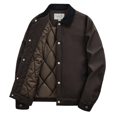 与狼共舞翻领夹克灯芯绒拼接外套