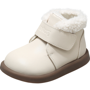 牧童童鞋女童靴子冬季新款加绒保暖皮靴洋气软底马丁靴小女孩短靴