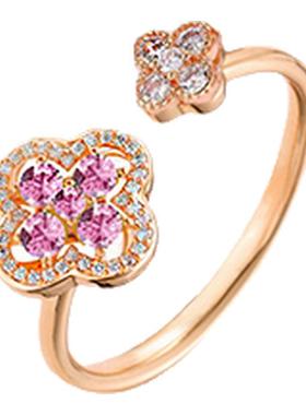 四叶草彩宝开口戒指送女友闺蜜款