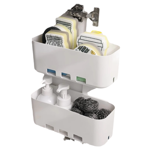 橱柜抽拉收纳盒厨房柜门内置物架下水槽侧边收纳筐窄缝壁挂整理盒