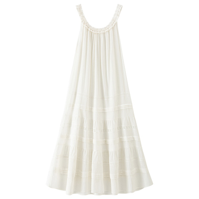 BANANA BABY2026年新款气质法式度假风长裙女抽绳宽松连衣裙