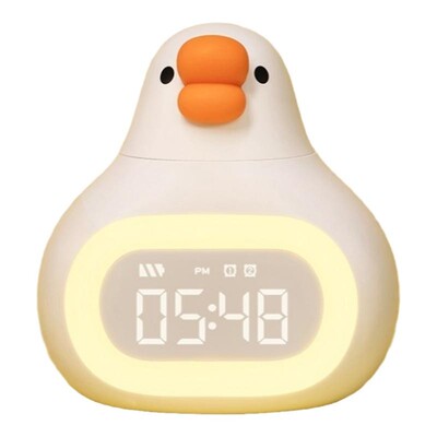 创意可爱胖鹅床头学生专用闹钟灯