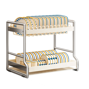 厨房碗碟收纳架家用2025新款多功能台面碗盘架防锈餐具沥水置物架