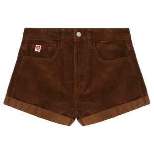 APEE女装秋冬心型标签灯芯绒短裤热裤F171A5P