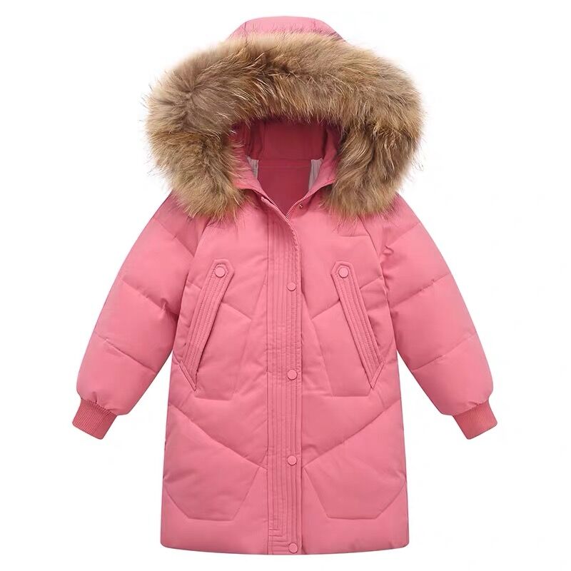 新款儿童羽绒服女童中长款中大童洋气加厚童装冬亲子装外套