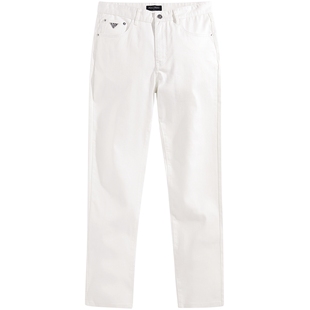 【防透】太平鸟男装牛仔裤25夏新款水洗彩牛直筒百搭白色牛仔裤