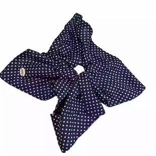 韩国高端基础百搭藏蓝色波点方巾肥肠圈大宽边显发量多扎发圈头绳
