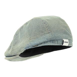 IIING帽控 复古水洗做旧牛仔前进帽子女时尚百搭显脸小反戴贝雷帽